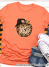 Monogramed Leopard Apple Halloween Teacher Tee