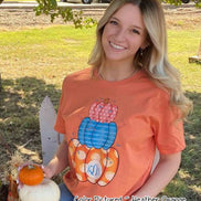 Colorful Stack of Cute Pumpkins with Monogram Fall Tee