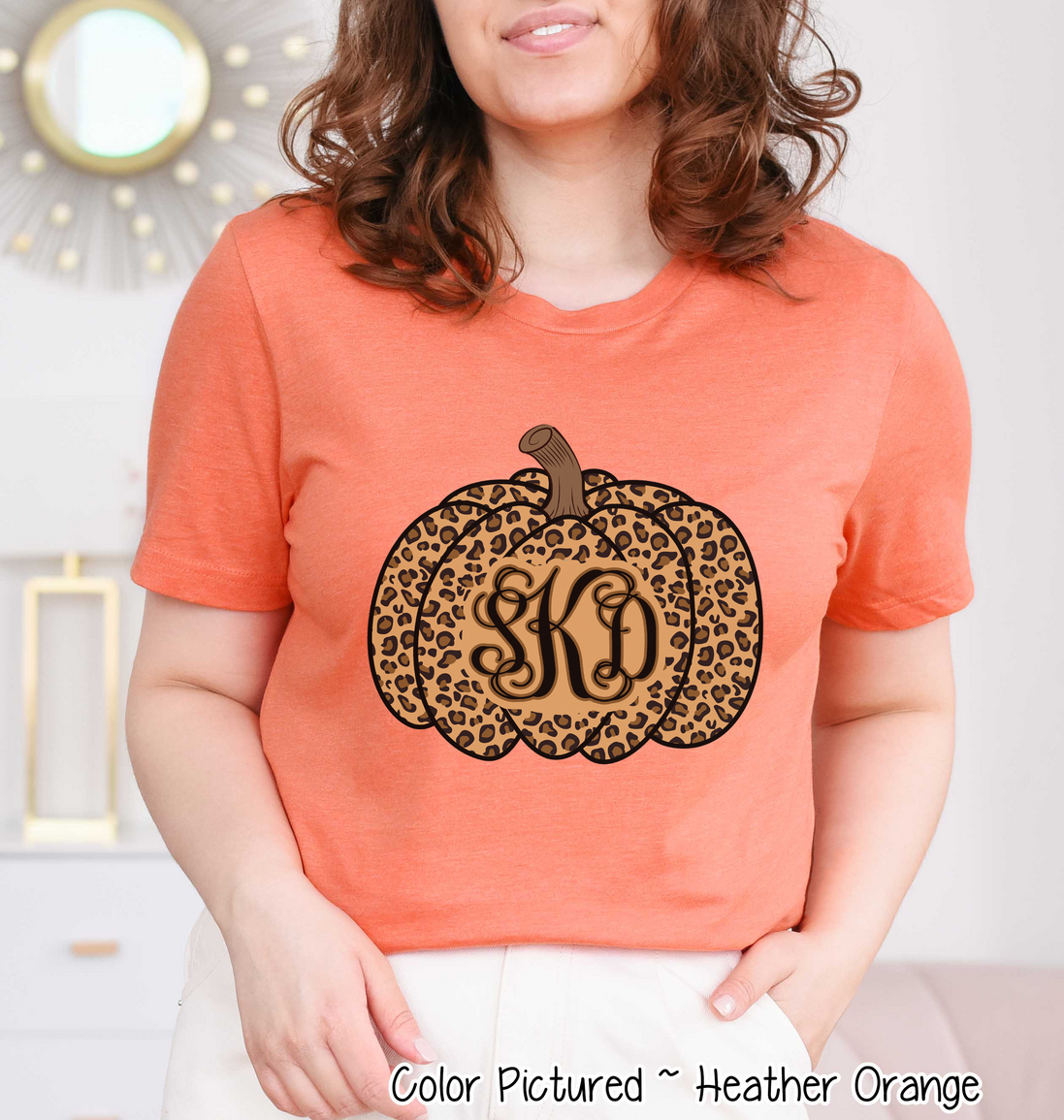 Leopard Monogram Pumpkin Fall Tee