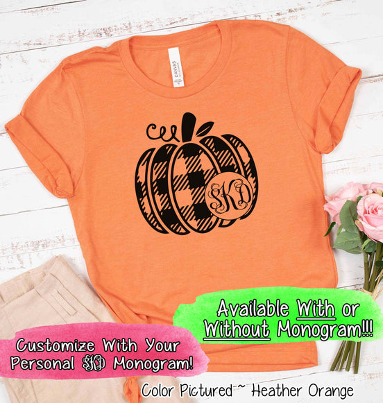 Black Plaid Monogram Pumpkin Tee