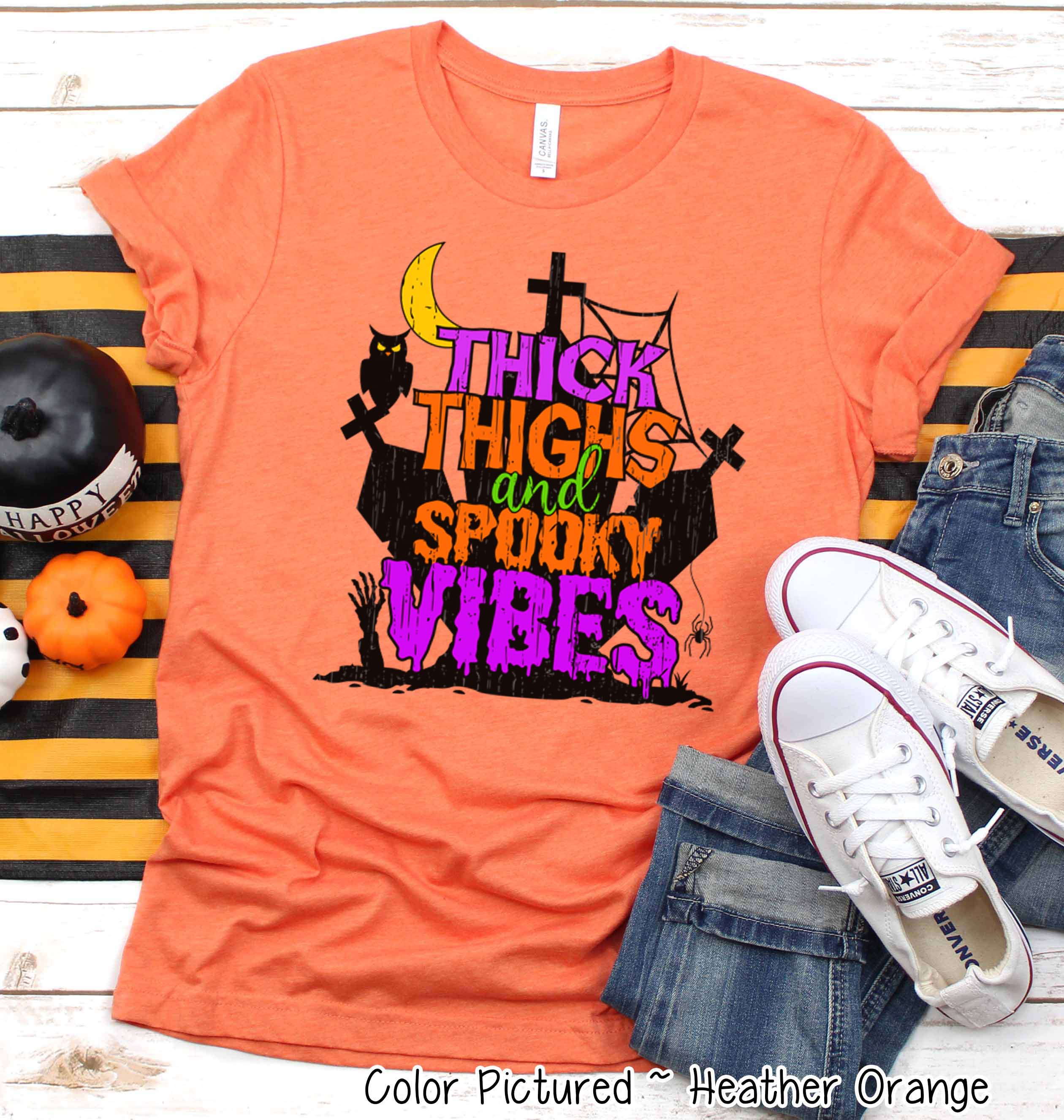 Thick Thighs and Spooky Vibes Halloween Tee