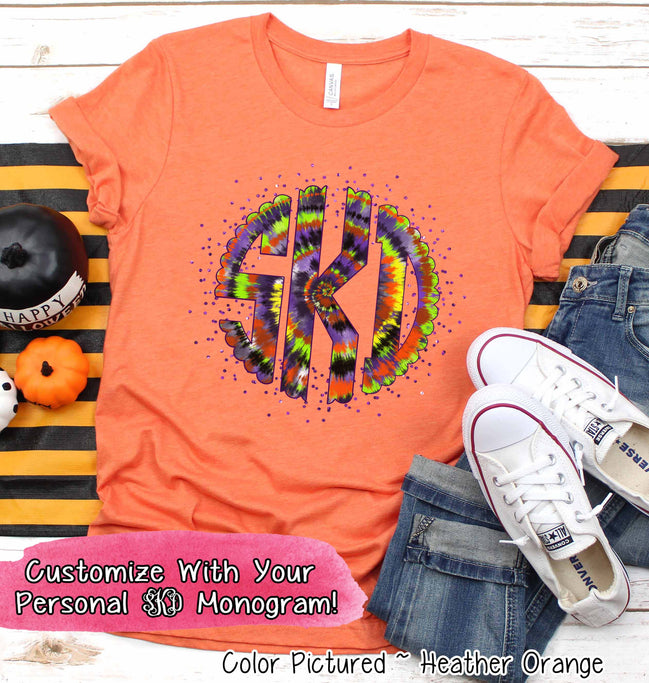Big Monogram Tie Die Halloween Tee