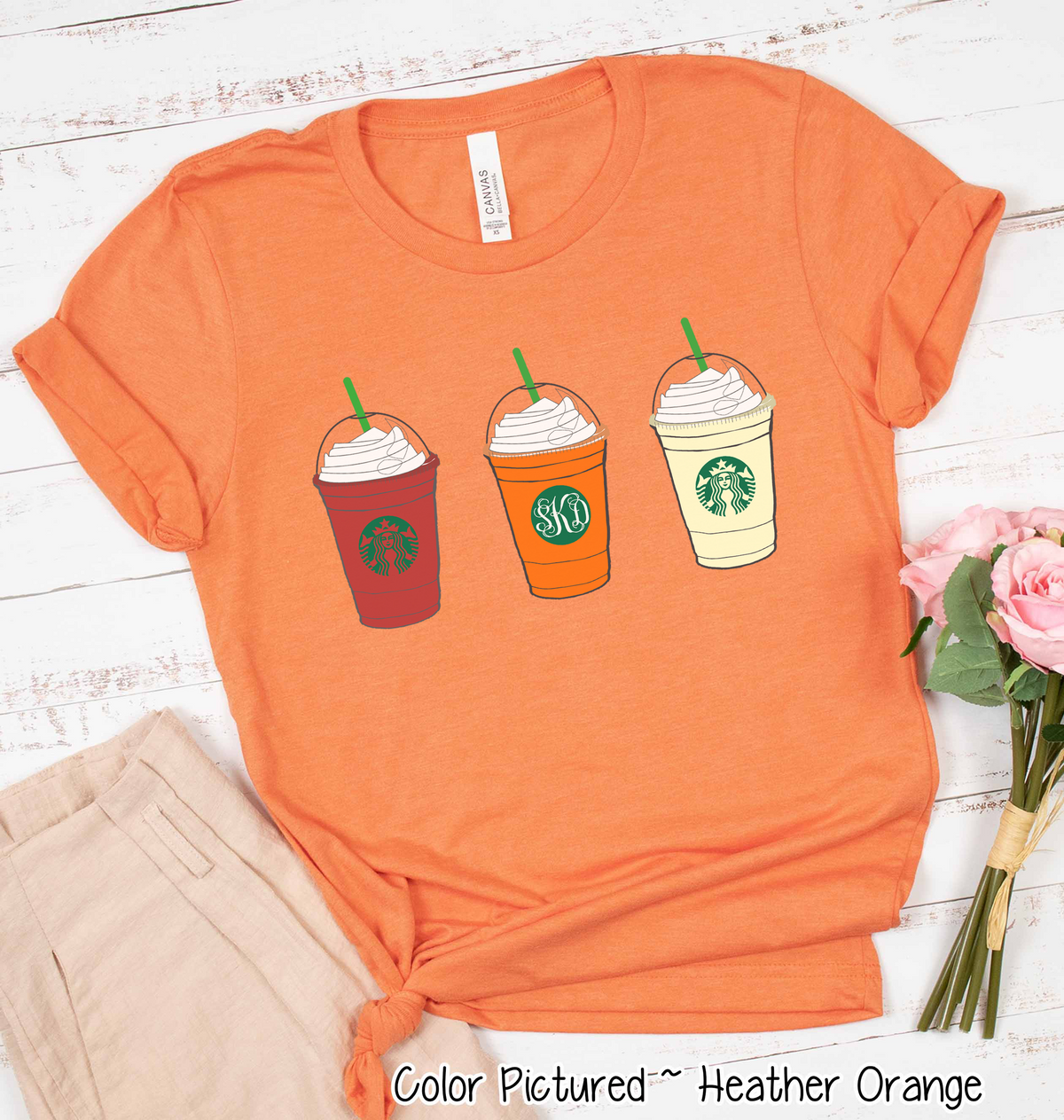 Starbucks Inspired Monogram Fall Tee