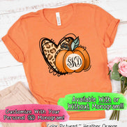 Leopard Heart and Fall Monogram Pumpkin Tee