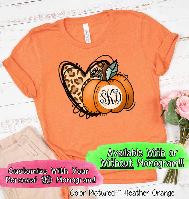 Leopard Heart and Fall Monogram Pumpkin Tee