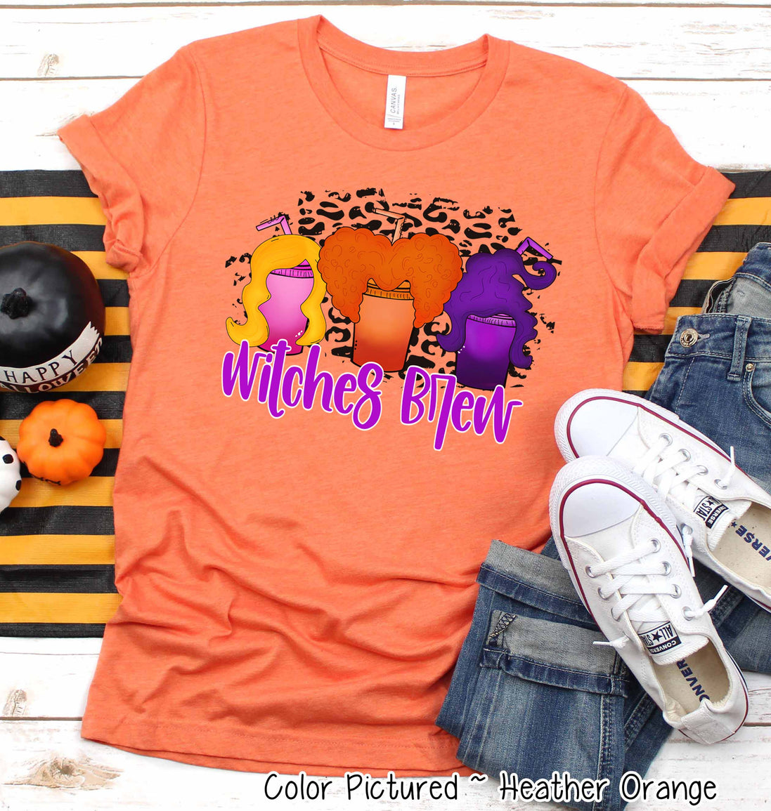 Hocus Pocus Witches Brew Coffee Leopard Halloween Tee