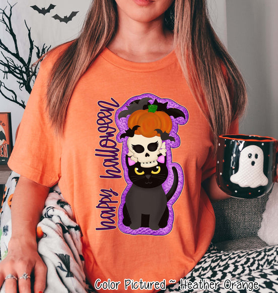 Happy Halloween Cat Pumpkin Halloween Tee