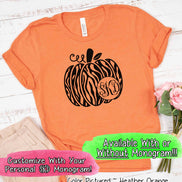 Monogram Zebra Print Fall Pumpkin Tee