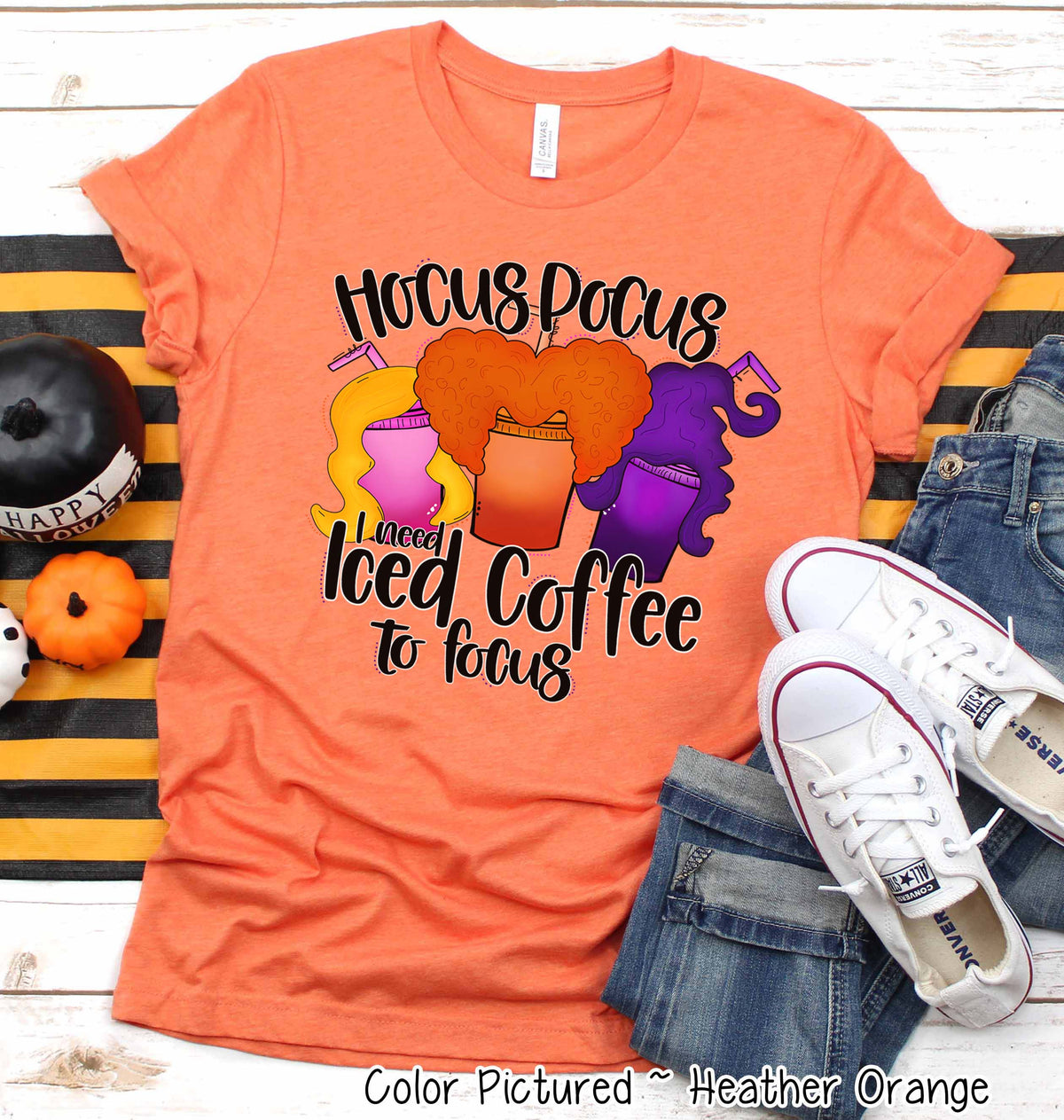 Hocus Pocus I Need Iced Coffee to Focus Halloween Tee