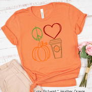 Peace Love Pumpkin Latte Monogram Fall Tee