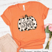 Fall Monogram White Pumpkin with Black Polka Dots Tee
