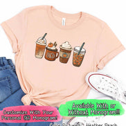 Monogram Pumkin Spice Latte Coffee Fall Tee