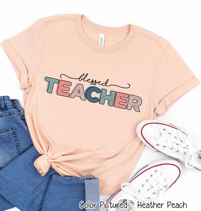 Distress Blessed Teacher Tee