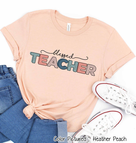 Distress Blessed Teacher Tee