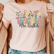 Personalized Floral Teacher Tee