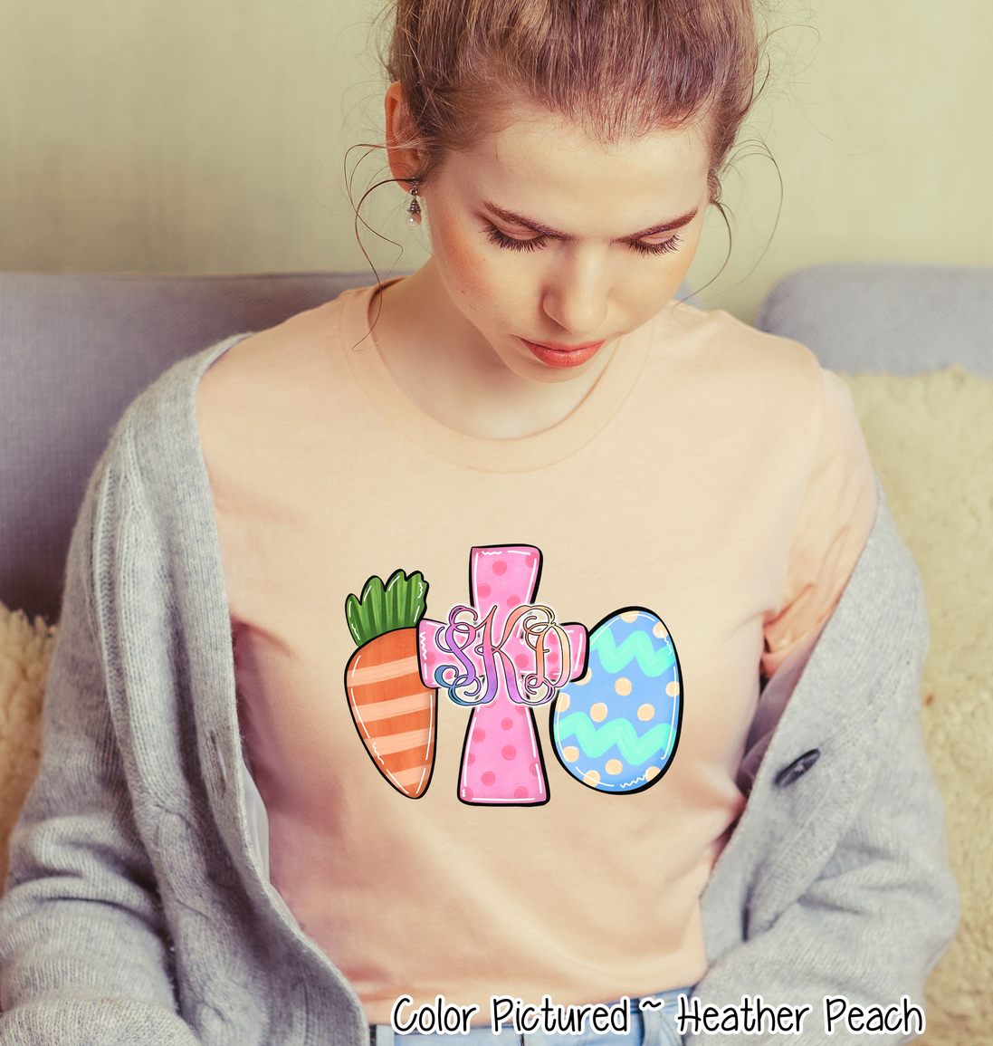 Monogram Carrot Cross & Egg Easter Tee