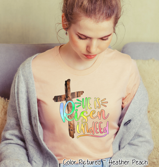 He Is Risen Cross Easter Tee