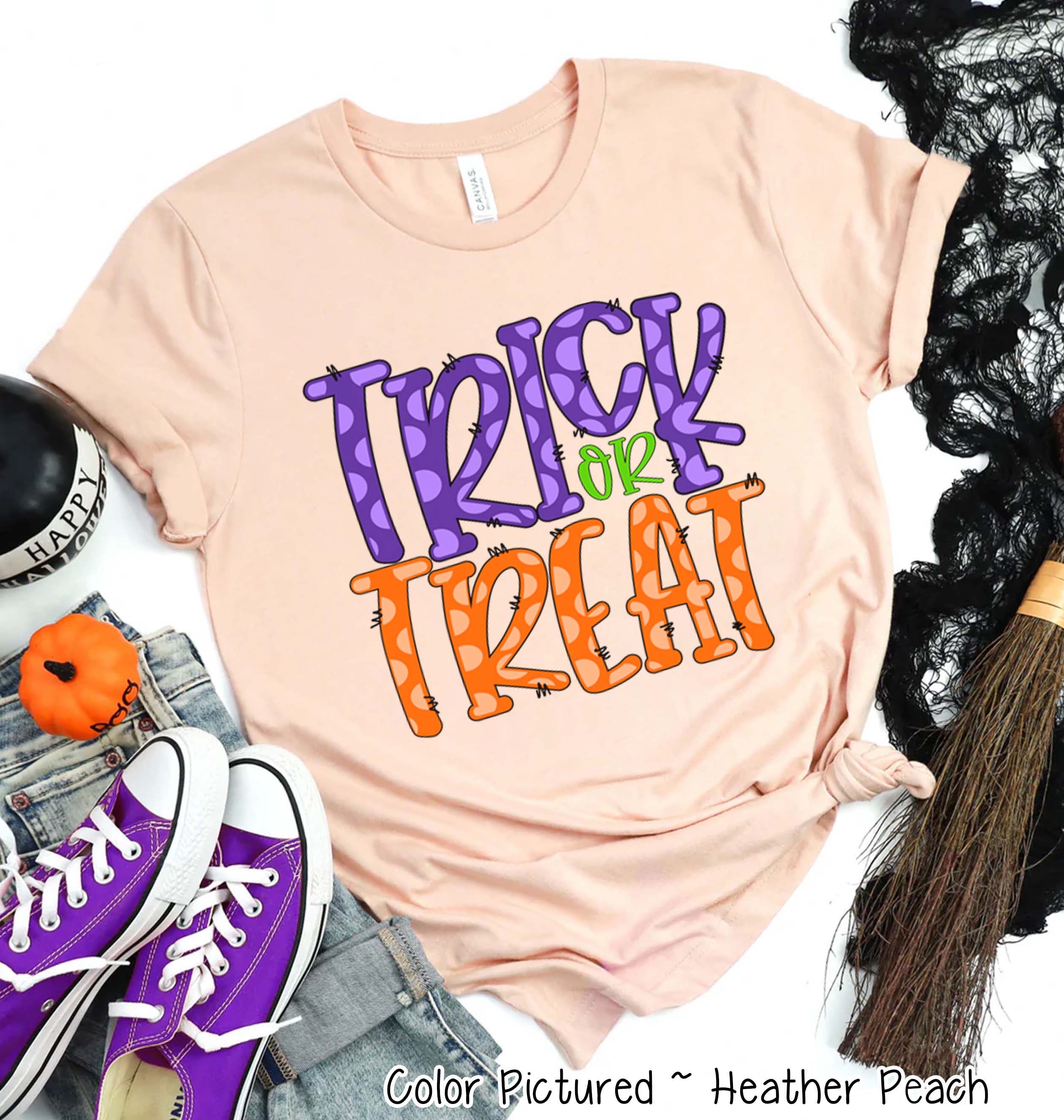 Trick or Treat Doodle Letter Halloween Tee