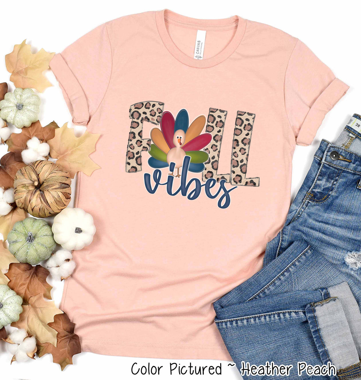 Leopard Turkey Fall Vibes Thanksgiving Fall Tee