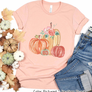 Monogram Watercolor Pumpkin Fall Tee