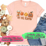 Monogram Tis The Season Latte Softball Pumpkin Fall Tee