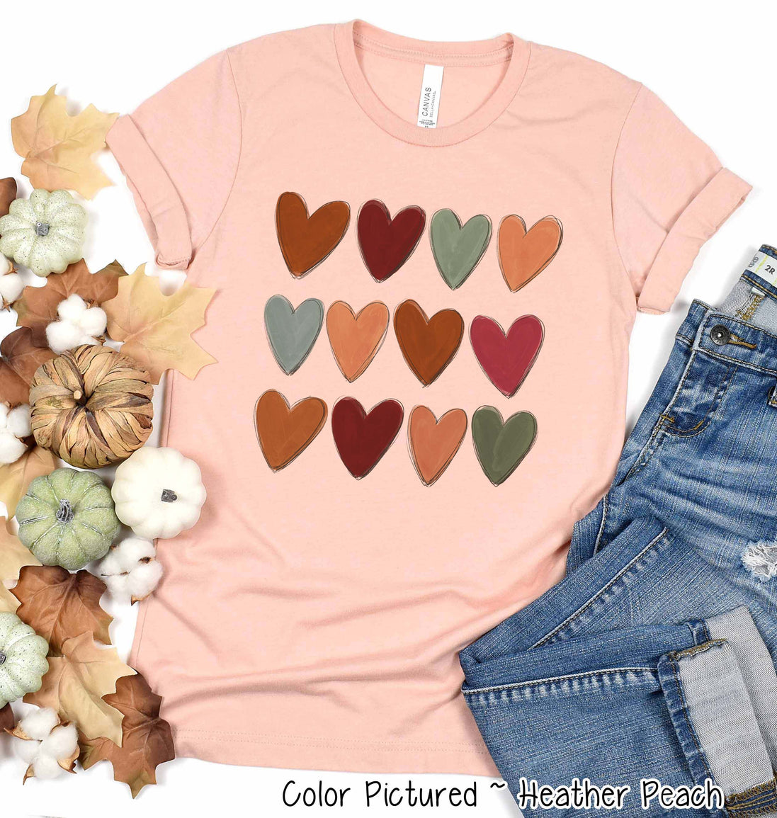 Watercolor Hearts Fall Tee