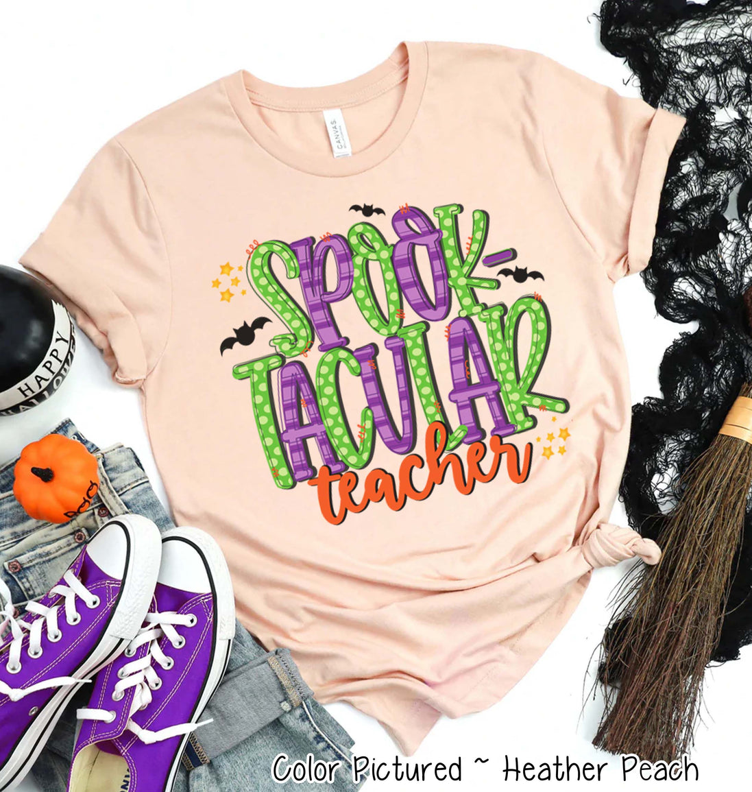 Spooktacular Teacher Doodle Letters Halloween Tee
