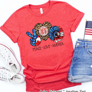 Peace Love American Sunflower Monogram Tee