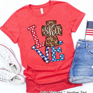 Patriotic LOVE with Leopard Cross Monogram Tee