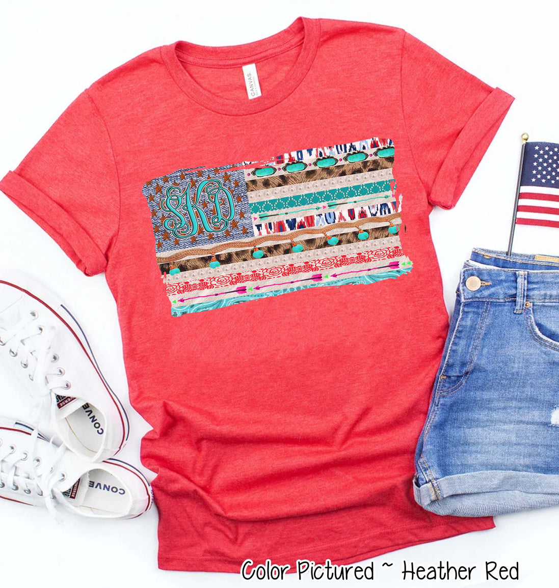 Patriotic Junky Flag Monogram Tee
