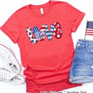 Patriotic LOVE with Flag Heart Monogram Tee