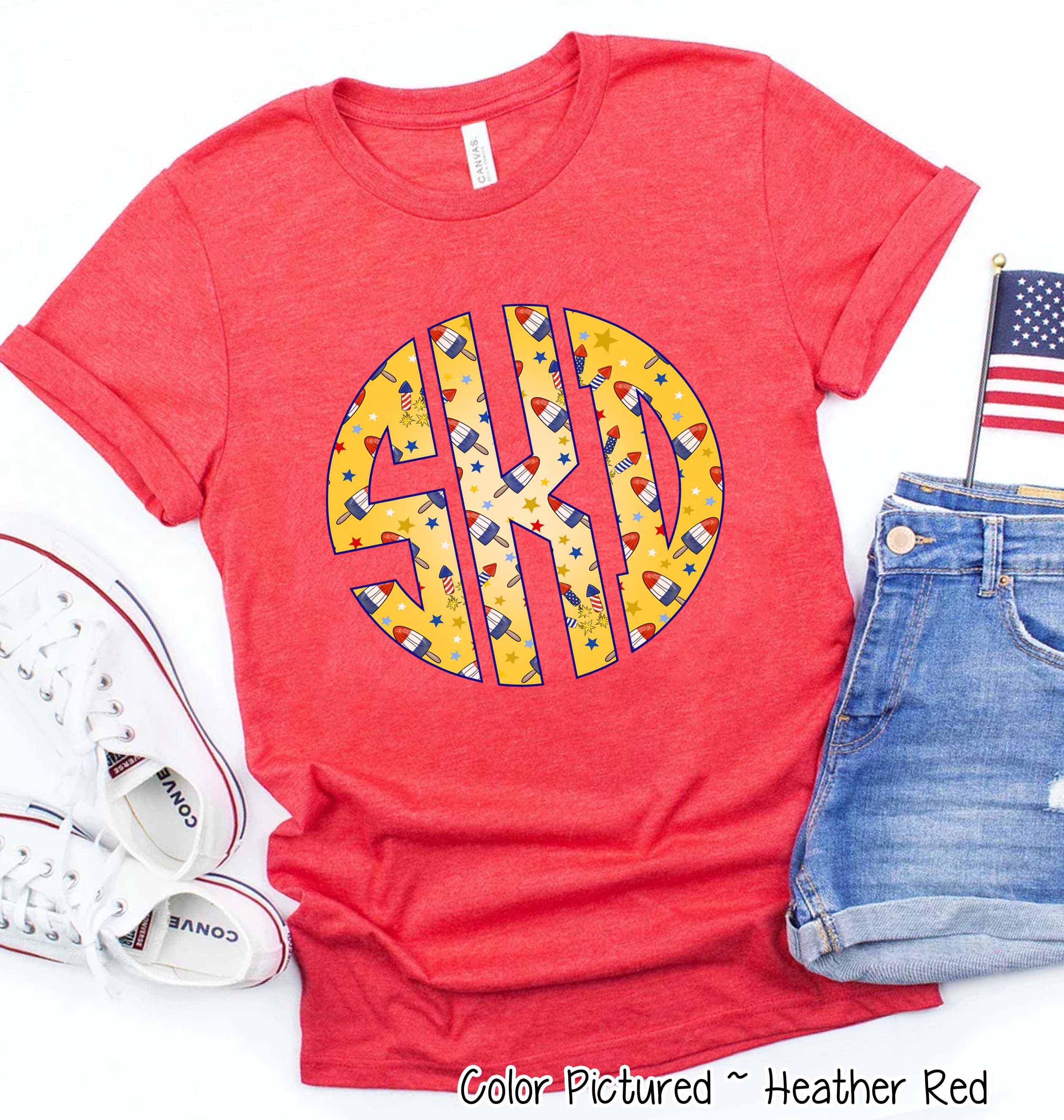 Big Monogram Bomb Pop Patrotic Tee