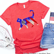 Patrotic Cat Outline Monogram Tee