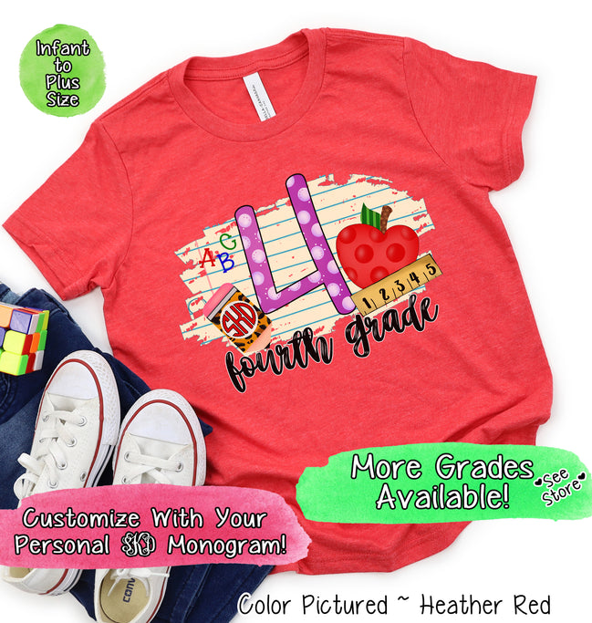 Monogram 4th Grade Tee