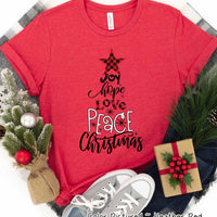 Peace Love Joy Word Art Christmas Tree Tee