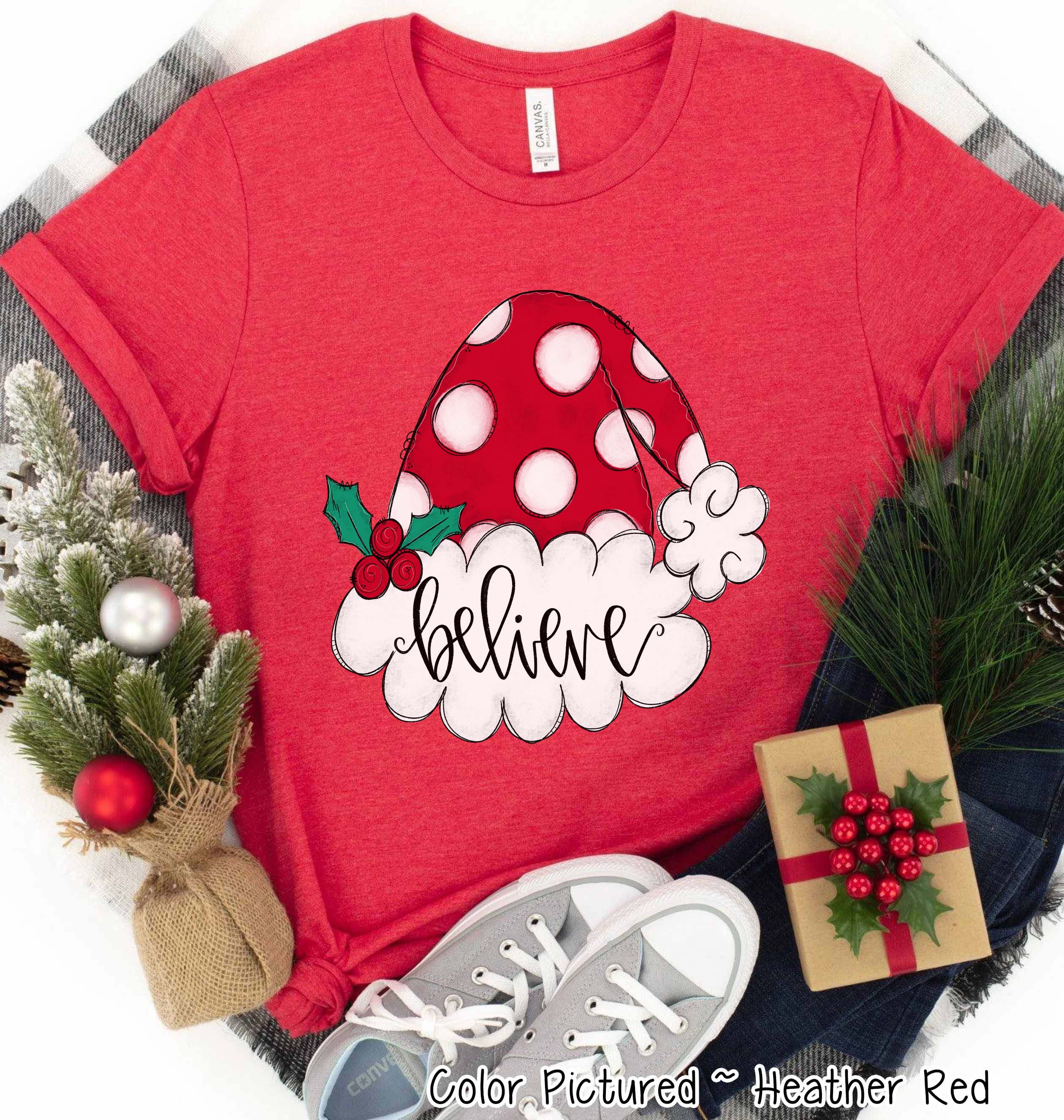 Believe Santa Hat Christmas Tee