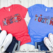 Patriotic Red White Blue Doodle Custom Family Matching Name Tee