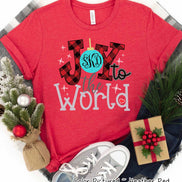 Monogrammed Joy to The World Ornament Christmas Tee