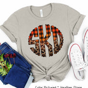Big Monogram Black Orange Plaid Leopard Fall Tee