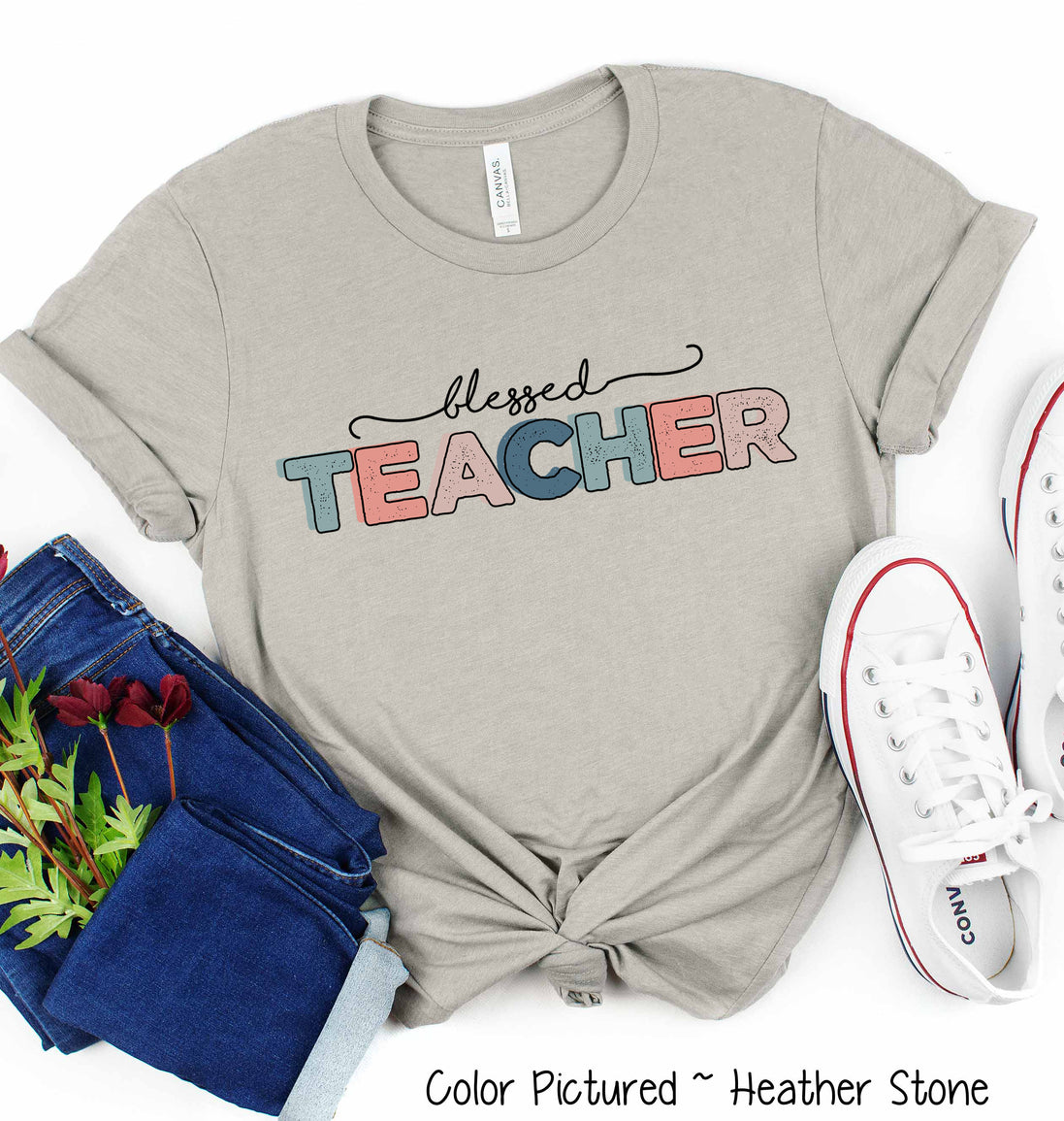 Distress Blessed Teacher Tee