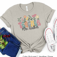 Personalized Floral Teacher Tee