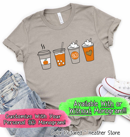 Pumpkin Spice Latte Drink Monogram Tee