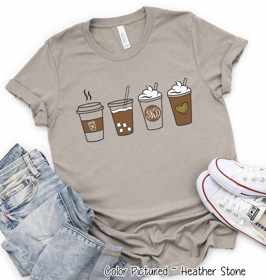 Fall Latte Drink Monogram Tee