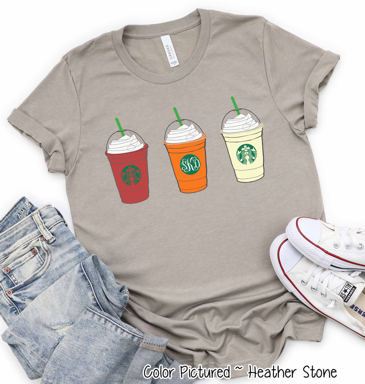 Starbucks Inspired Monogram Fall Tee