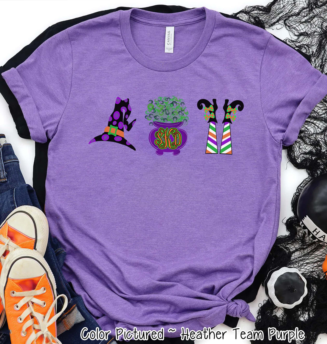 Monogram Witch Icons Halloween Tee