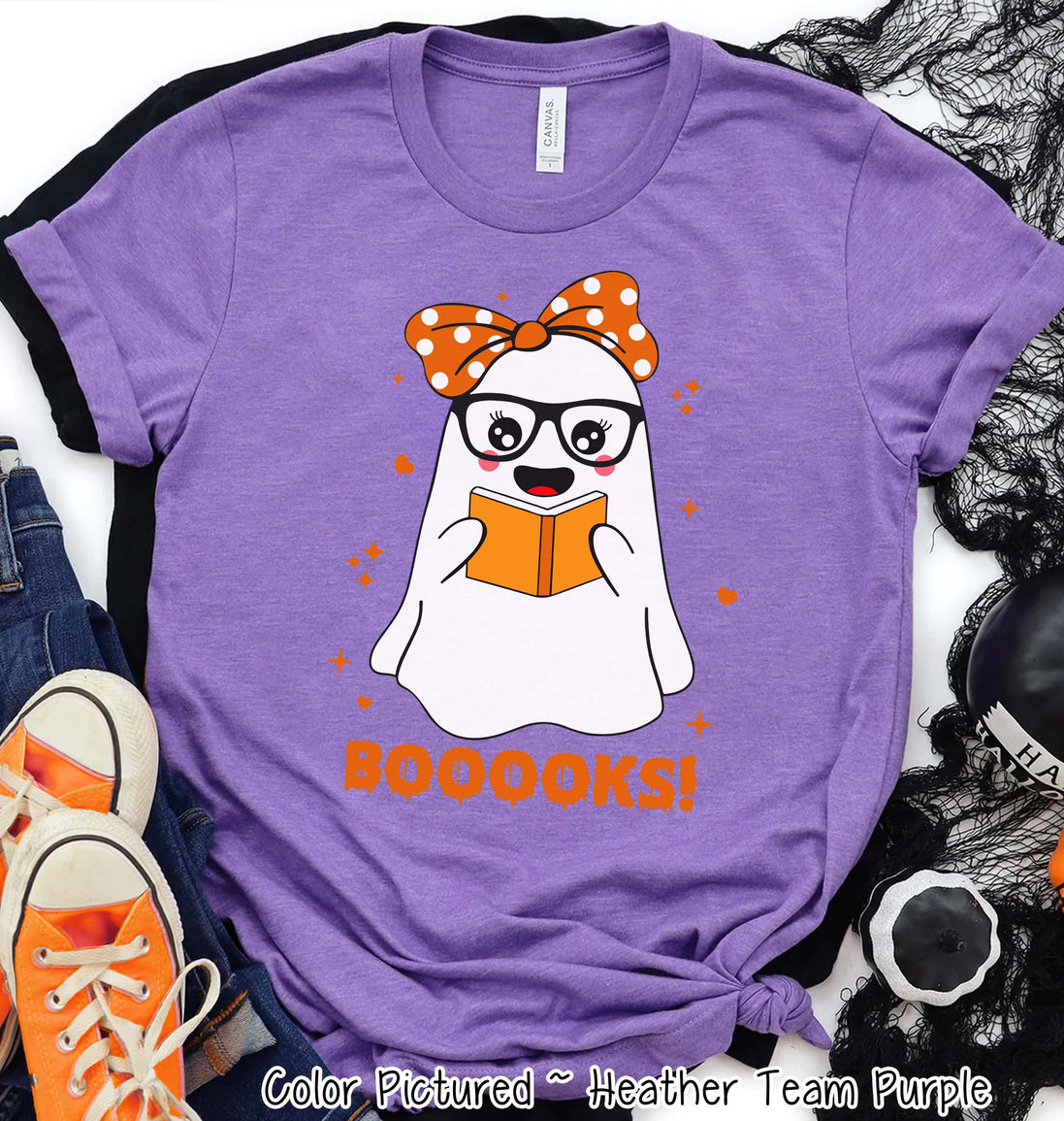 Booooooks Girl Ghost Halloween Tee