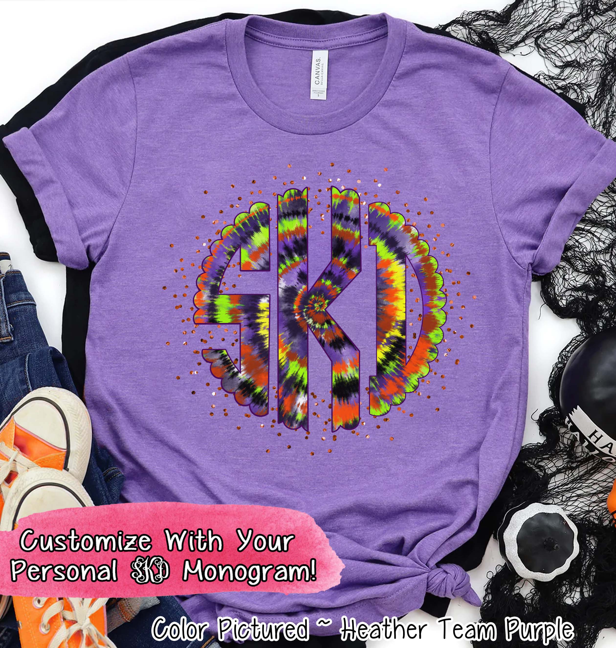 Big Monogram Tie Die Halloween Tee