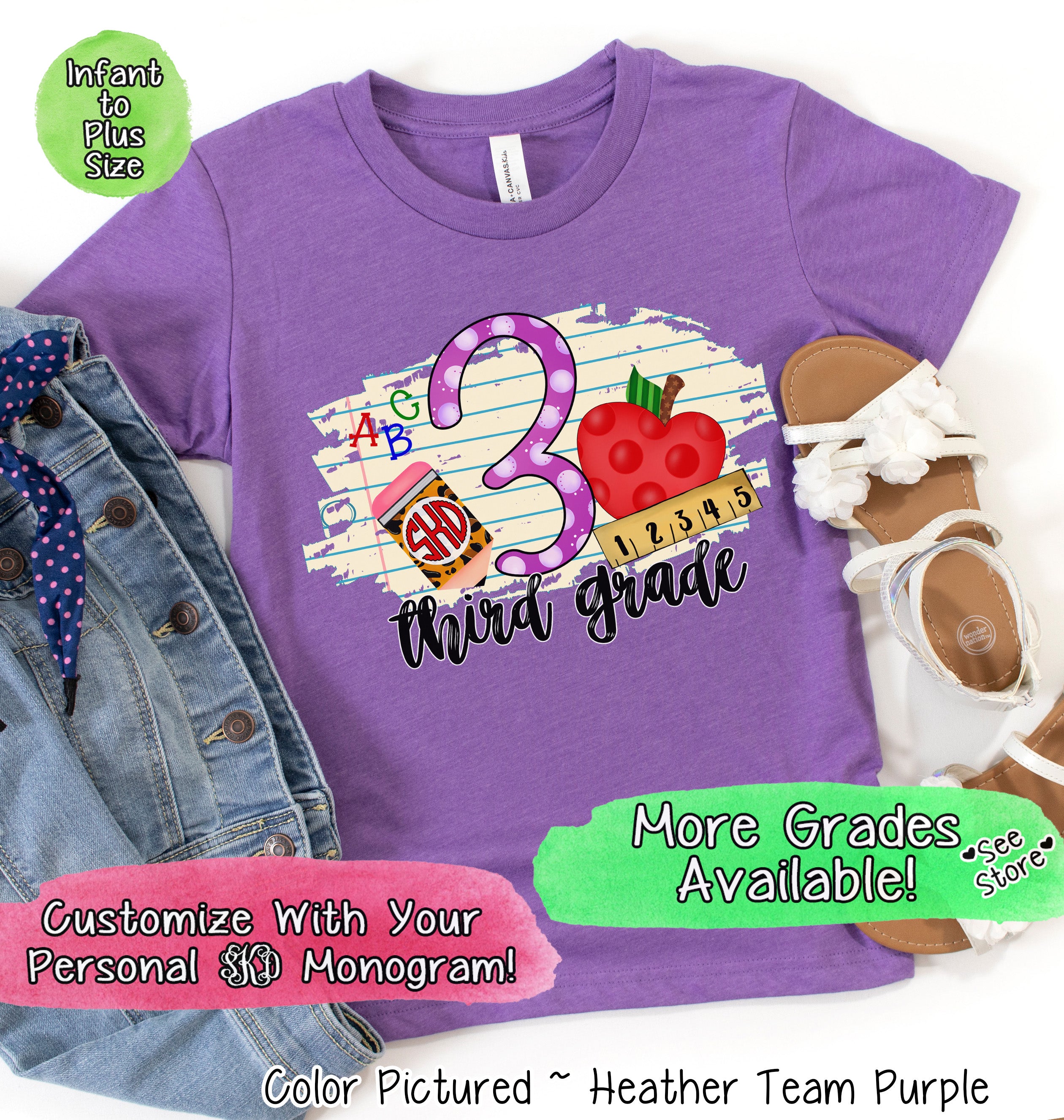 Monogram 3rd Grade Tee