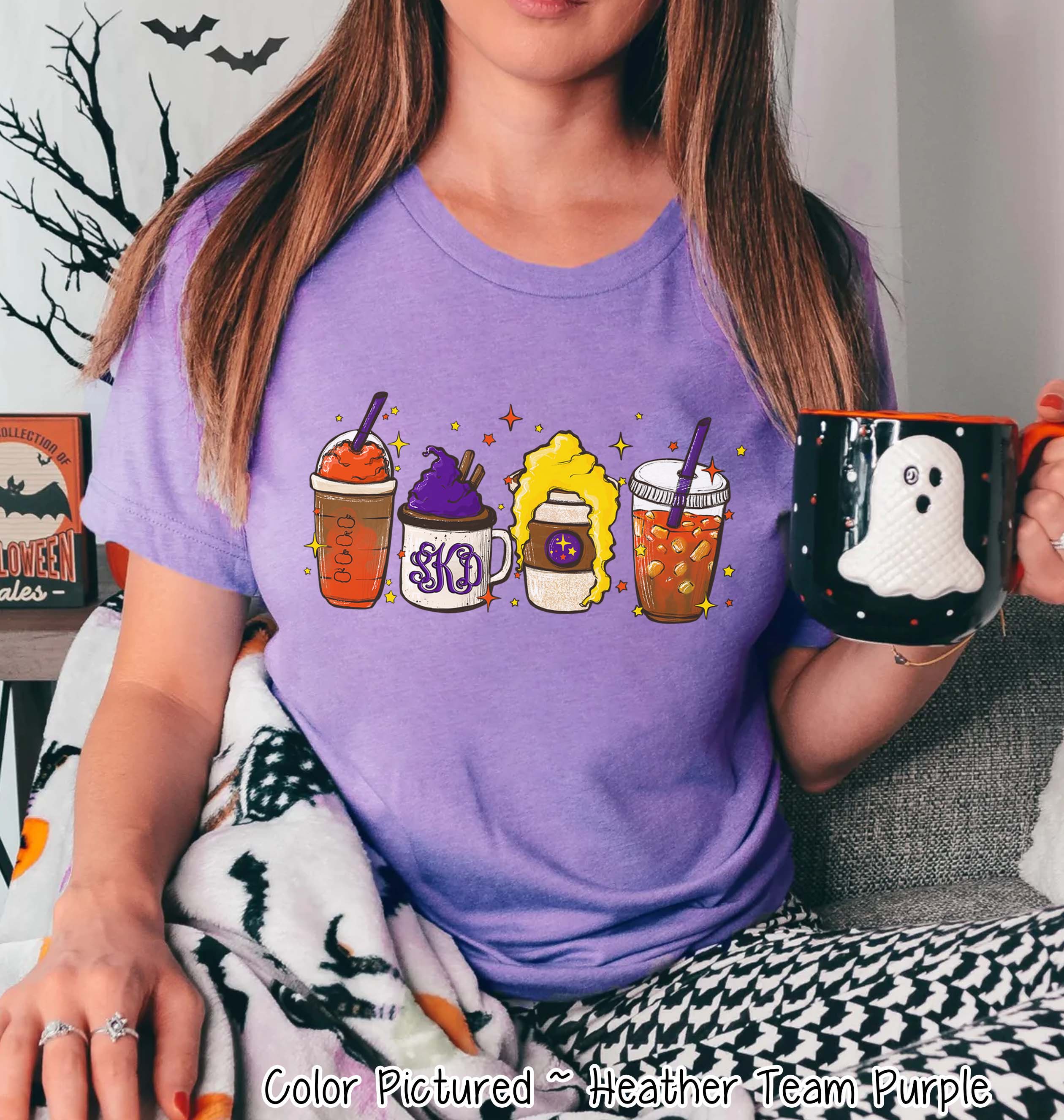 Monogram Hocus Pocus Coffee Latte Halloween Tee