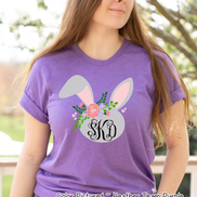 Monogram Floral Bunny Head Easter Tee
